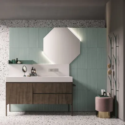 Mobile da Bagno da terra in laccato metal titanio con gambe in metallo Calix XL 06 di Novello