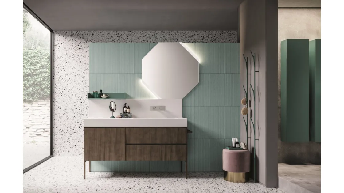 Mobile da Bagno da terra in laccato metal titanio con gambe in metallo Calix XL 06 di Novello