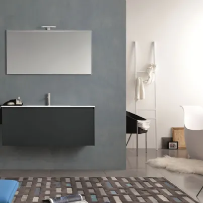 Mobile da Bagno sospeso in laccato opaco antracite Light 45 02 di Novello