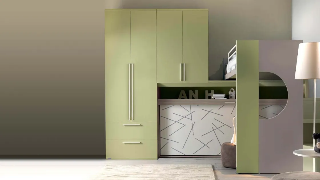 Cameretta in melaminico Alpha Letto a Soppalco E030 di Doimo Cityline