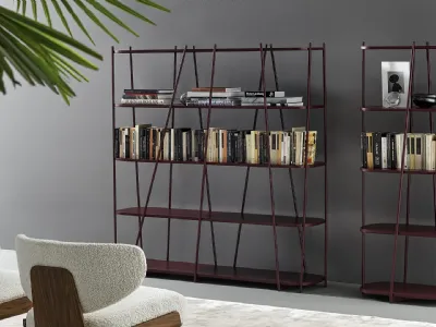 Estensione libreria alta modulare Afrodite, 90 x 44 x 200 cm,  Metallo/Nobilitato Melaminico, Struttura Bianca, Ripiani e retro Bianchi -  Librerie