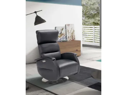 Poltrona relax con testiera regolabile Ginevra Swivel di Spaziorelax