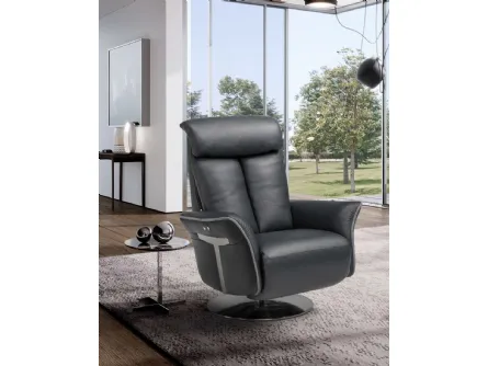 Poltrona relax in pelle con seduta assistita Venus Swivel di Spaziorelax