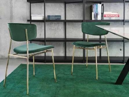 Sedia in tessuto con struttura in ottone lucido Fifties di Calligaris