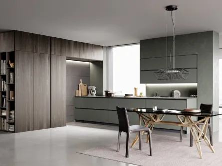 Cucina su misura lineare M2 Goccia in Fenix Verde di Meson's Cucine